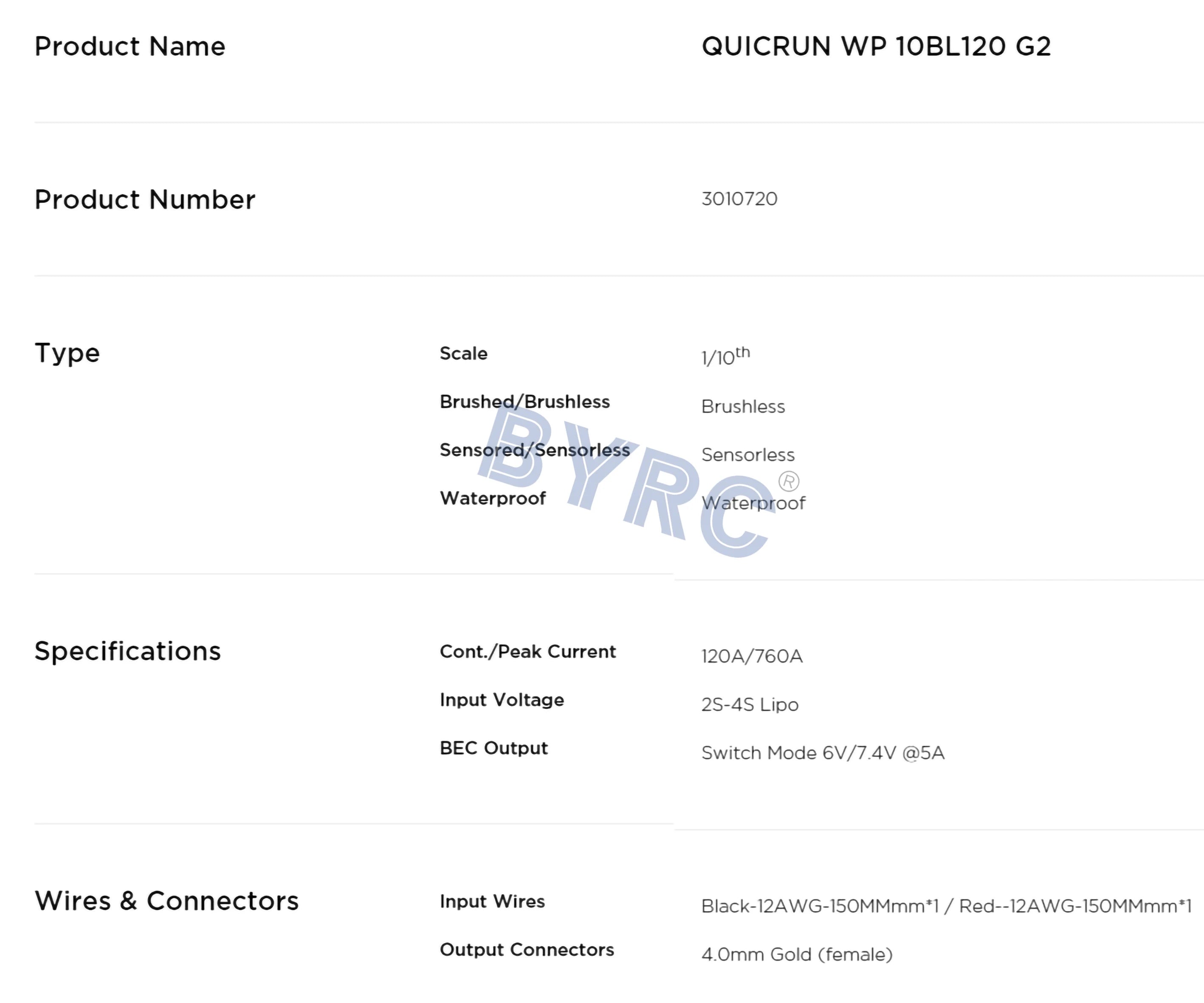 QUICRUN WP 1OBLI2O G2 Product Number 3010720 Type