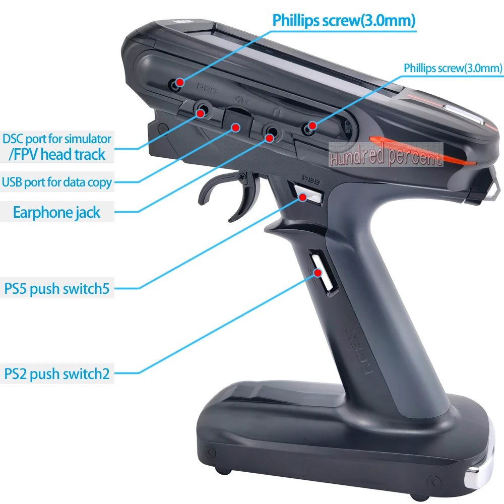 Radiolink RC8X 2.4G 8 Channels Radio Transmitter, USB port for data copy Earphonejack PSS push switch5 PS2 push switch2