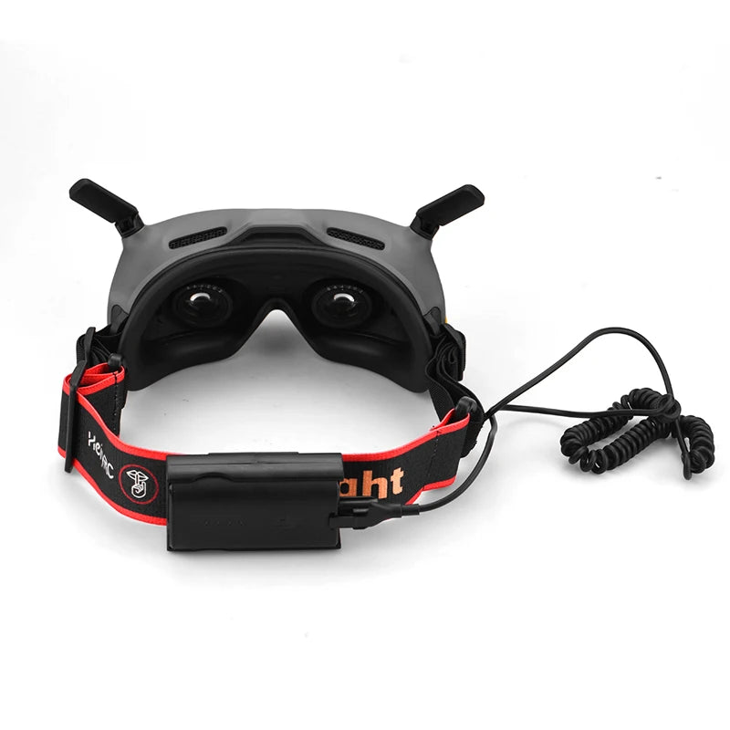 the battery can be hung on the headband of the FPV flight glasses .