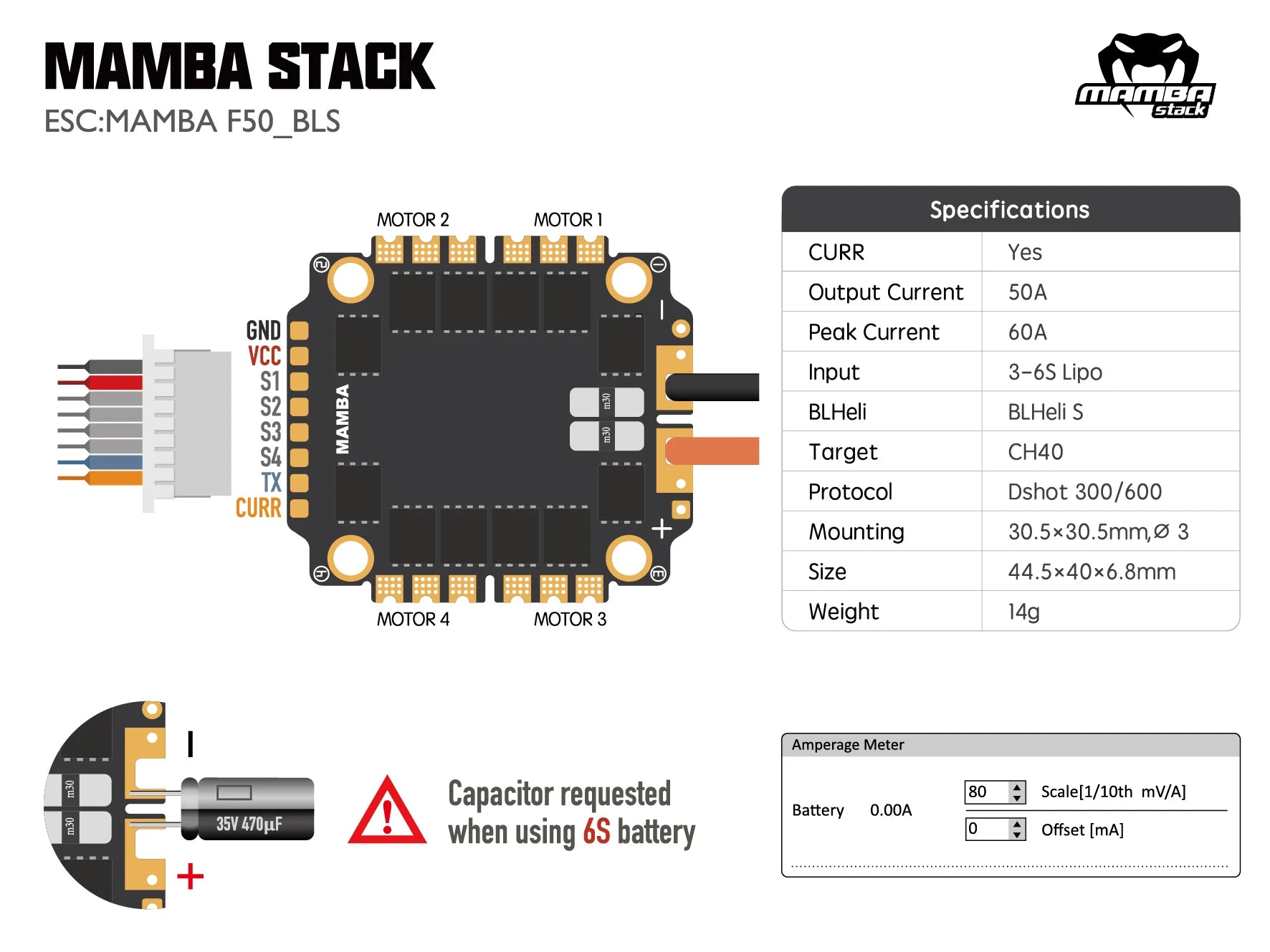 DIATONE MAMBA Flight Stack - Combo F405 MK2 Betaflight Flight Controller and F50 50A3-6S Blhelis DSHOT600 OSD FPV Racing Brus 9 DIATONE MAMBA Flight Stack, CURR Mounting 30.5x30.5mm,8 3 Size 44.5x40