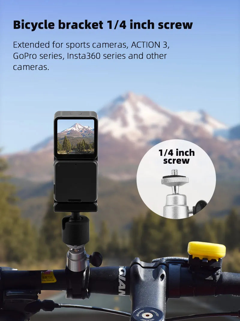Bicycle Bracket Holder Clip For DJI Mini 3 Pro Remote Controller Monitor Clamp Fixation Stand for DJI RC Drone Accessories 13 Bicycle bracket 1/4 inch screw Extended for sports cameras, ACTION 3, GoPro series, In
