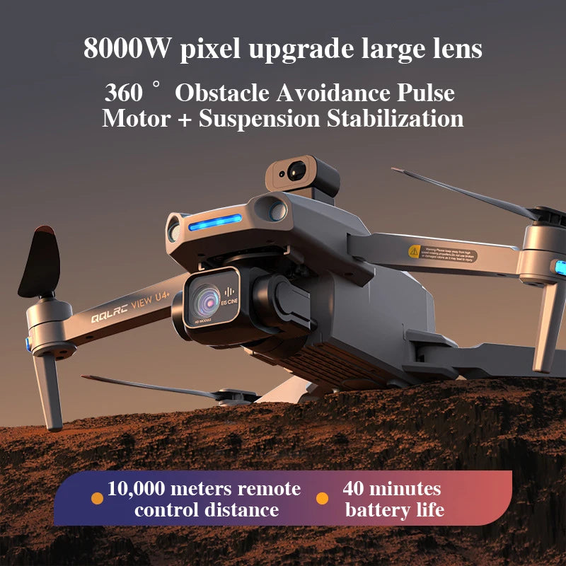 U4 GPS Drone, 8000W pixel upgrade large lens 360 Obstacle Avoidance Pulse Motor +