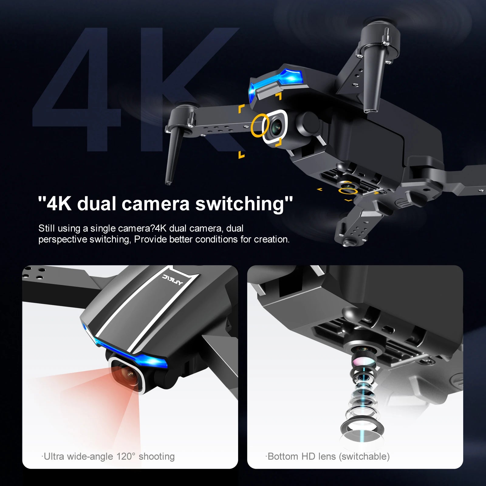 KBDFA S65 4K Mini Drone, jmuyu: "4k dual camera switching"
