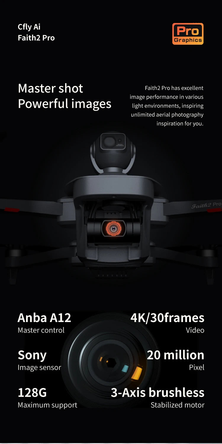 CFLY Faith 2pro Drone - 3-Axis Gimbal Camera, CFLY Faith 2pro Drone, Cfly Ai Pro Faith2 Pro Graphics Master shot has excellent image performance in various