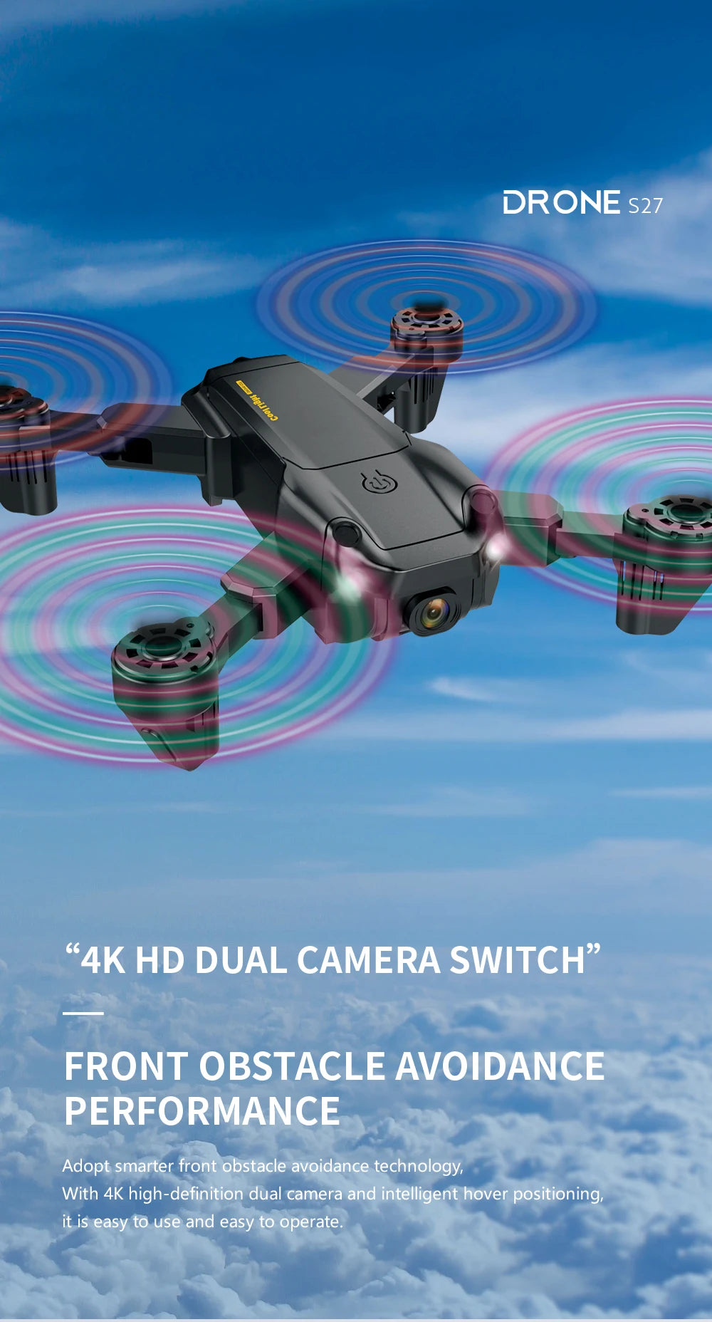 S27 Drone, drone s27 66 adopts smarter obstacle avoidance technology
