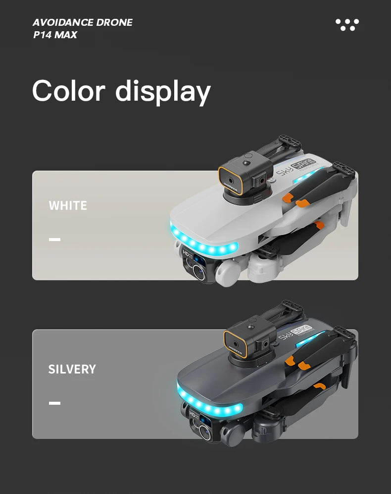 P14 Drone, avoidance drone p14 max color display white silvery s