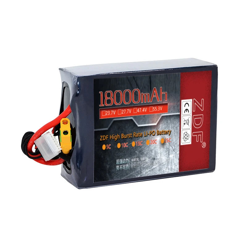 ZDF High Capacity 6S 7S 12S 14S 22S 23.7V 27.7V 47.4V 55.3V 18000mah 20000mah 24000mah solid state high density battery pack for UAV Agriculture Drone Battery 8 1B00OmAh [Jzzzv D474v [s5.3V [