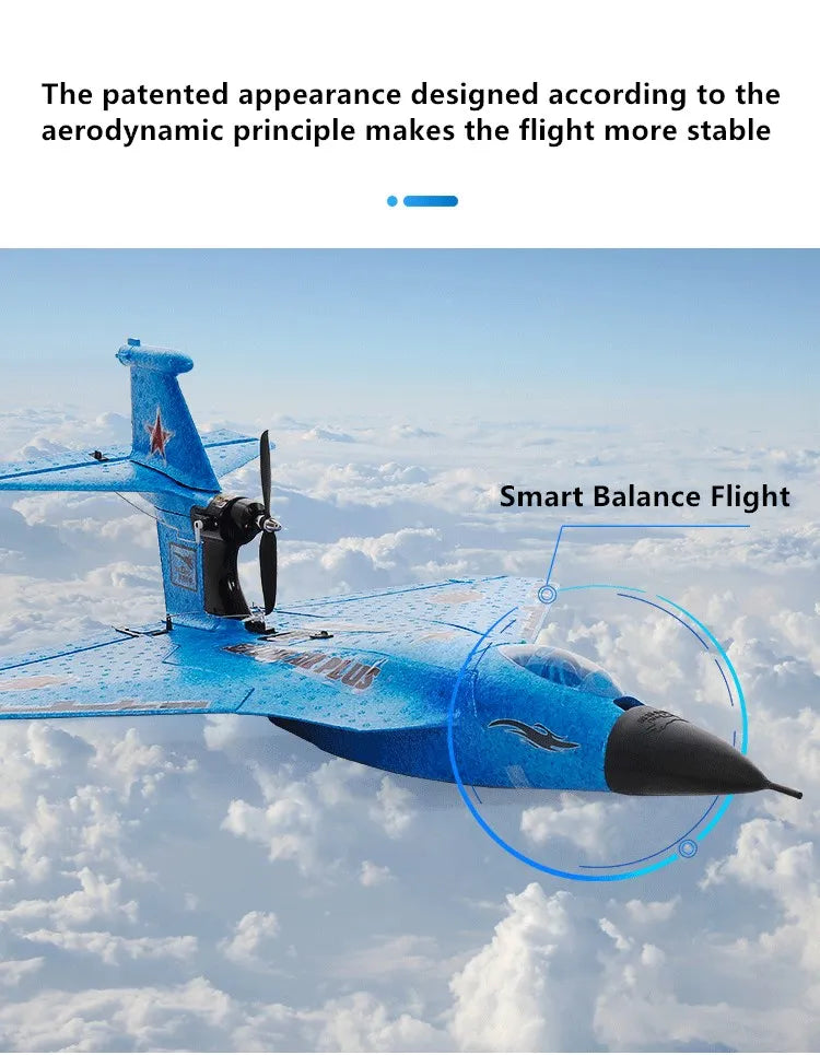 3 in 1 Large RC Glider Plane, Smart Balance Flight patented appearance designed according to the aerodynamic principle makes the flight more stable