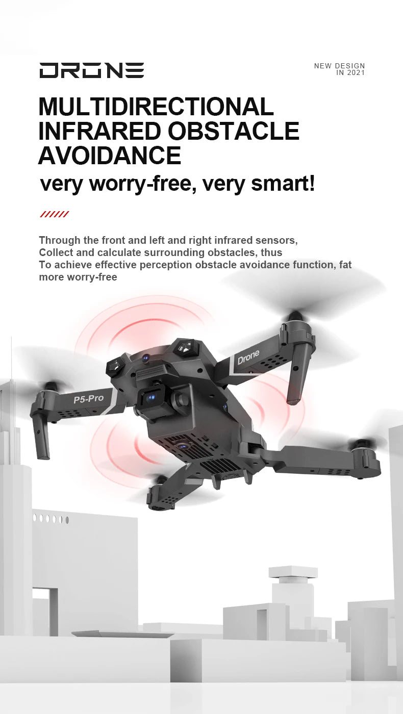 P5 Pro Drone - 2023 New Drone 8k HD Camera 5G WiFi Fpv ESC Aerial Photography RC Quadcopter Optical Flow Fixed Height Folding Dron Aircraft Toy 16 P5 Pro Drone, jrzne desun multidirectional infrared