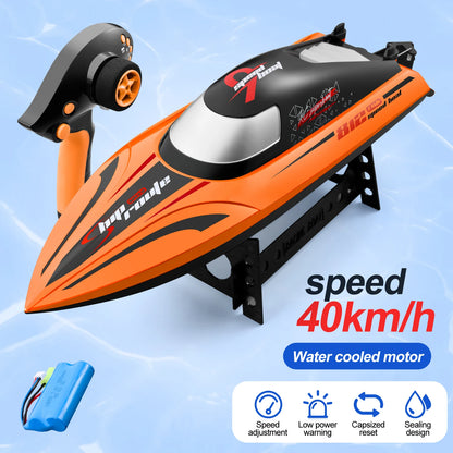 RC Boat, High-speed 40km/h RC boat with water-cooled motor, self-righting and waterproof design for durable, fast aquatic performance.