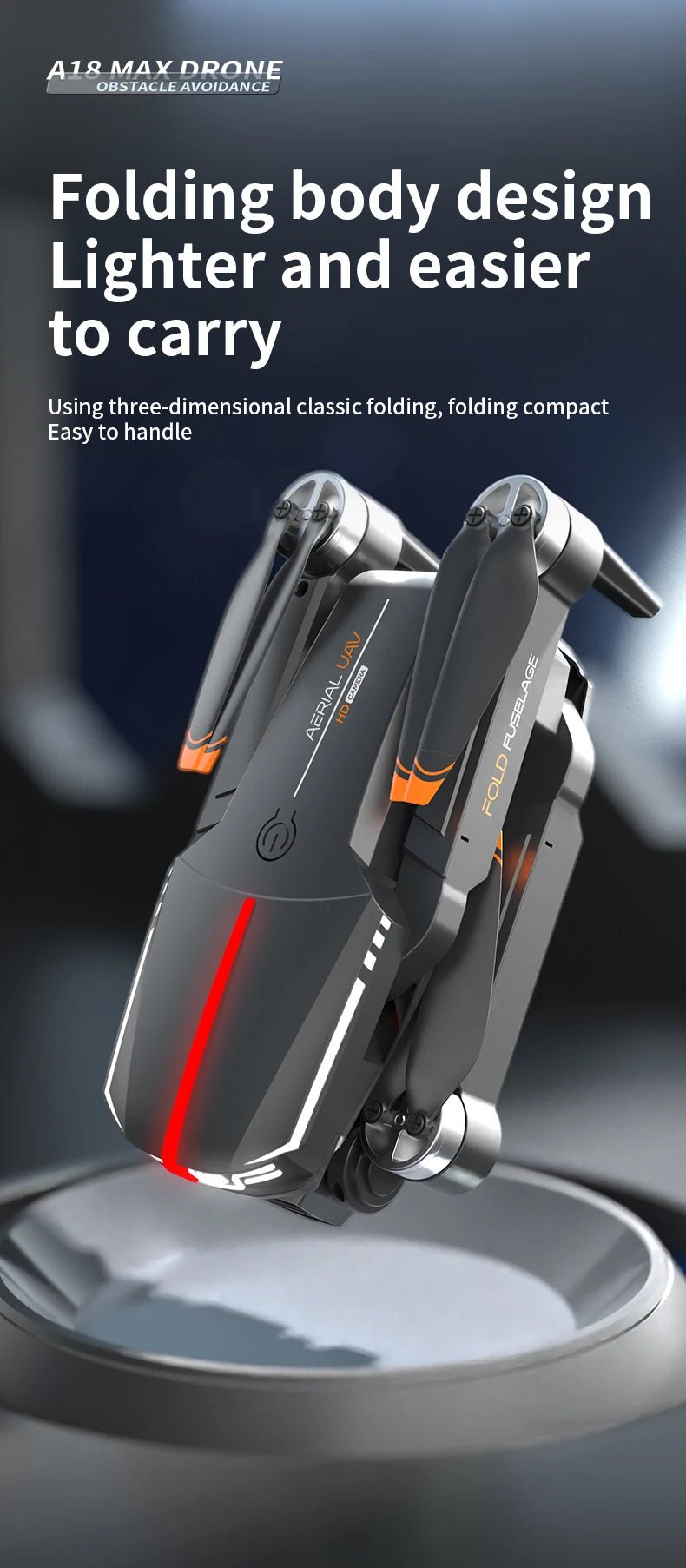 A18 MAX Drone - 4K HD Camera Brushless Motor FPV Aerial UAV Flow Positioning Obstacle Avoidance with Breathing Light RC Quadcopter 23 A18 MAX Drone, a1r maxdrone obstacle avoidance folding body design lighter