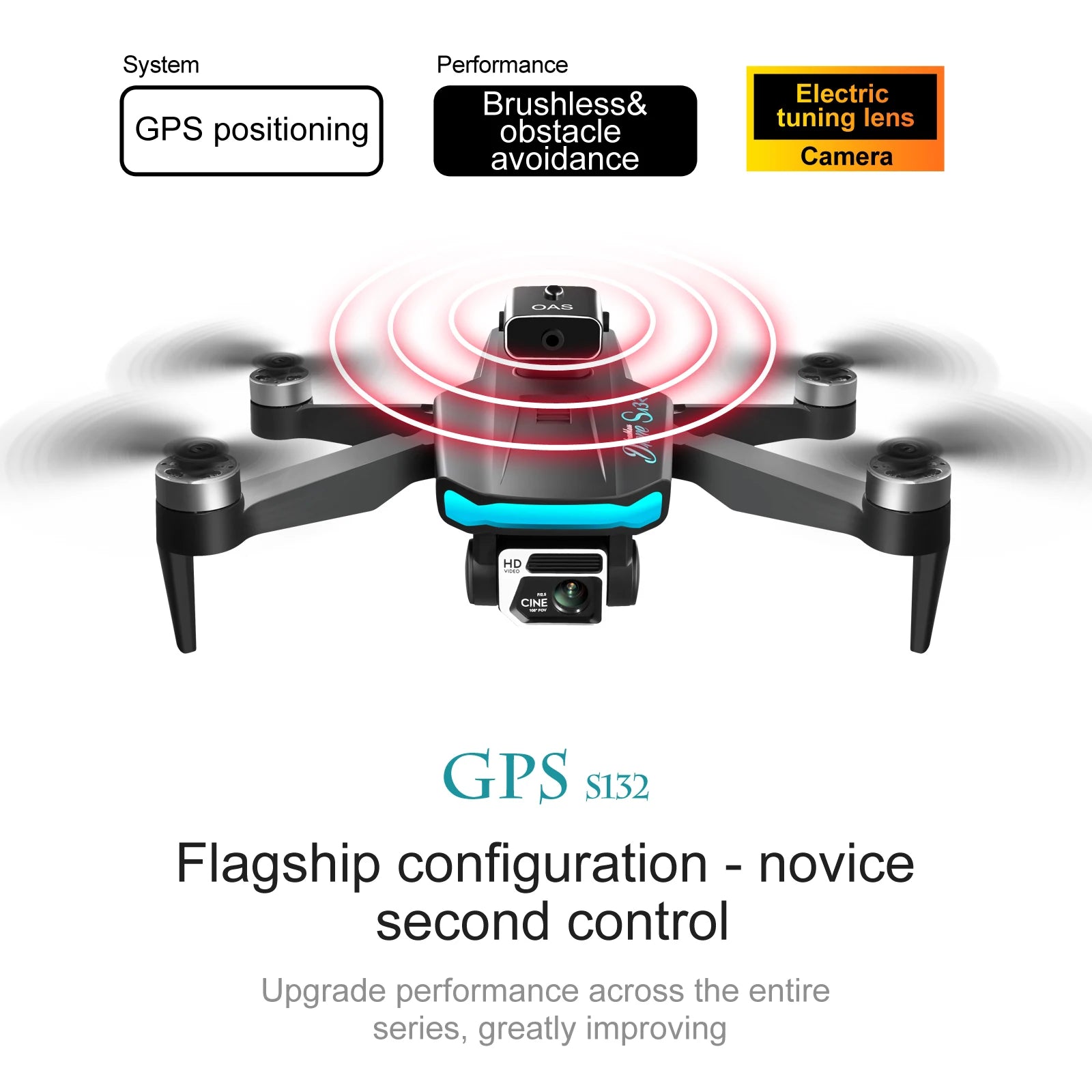 S132 Drone, performance brushless& electric gps positioning obstacle tuning lens avoid