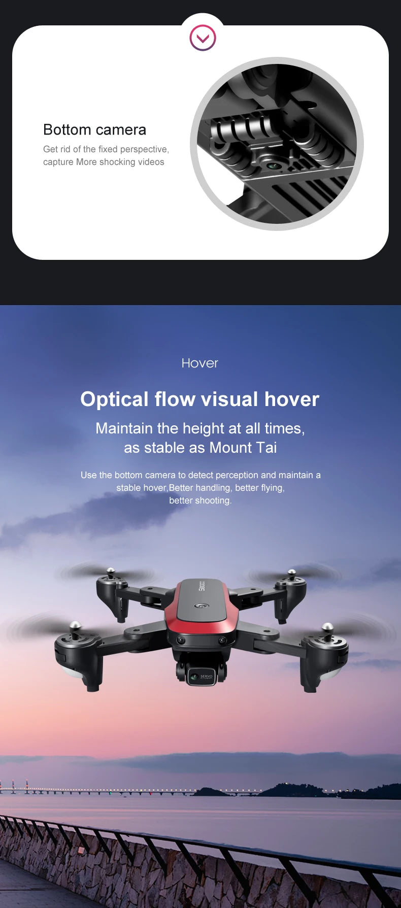 S8000 Drone - 2024 NEW Drone 4K HD Dual Lens With Optical Flow Obstacle Avoidance Photography Helicopter RC Mini Plane Toys Battery 15 S8000 Drone, bottom camera get rid of the fixed perspective , capture more shocking videos