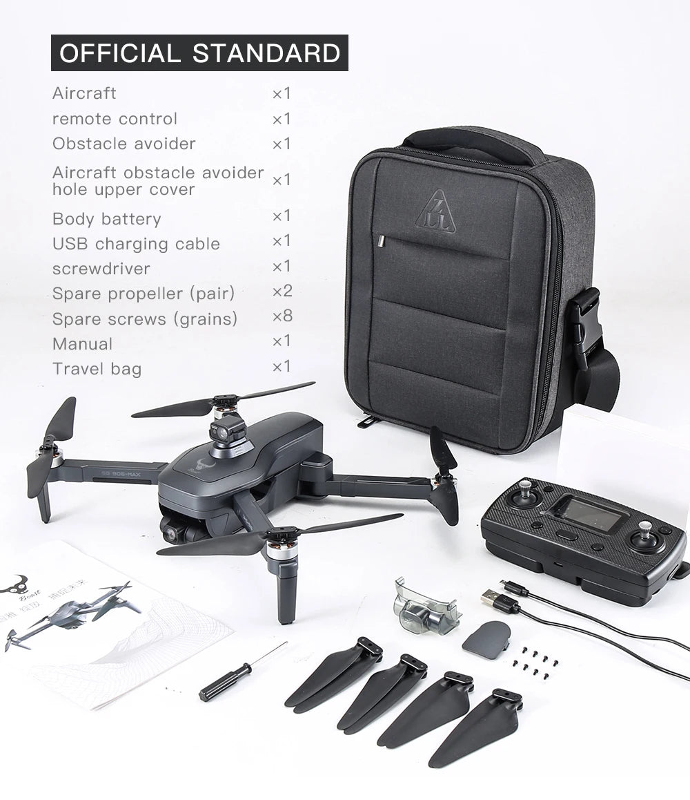 HGIYI SG906 MAX2 Drone - 5000mAH GPS 4K HD Professional Camera with 3-Axis Gimbal 360 Obstacle Avoidance 906 MAX Brushless Quadcopter Professional Camera Drone 122 HGIYI SG906 MAX2 Drone, Aircraft x1 remote control x2 Spare screws (grains)