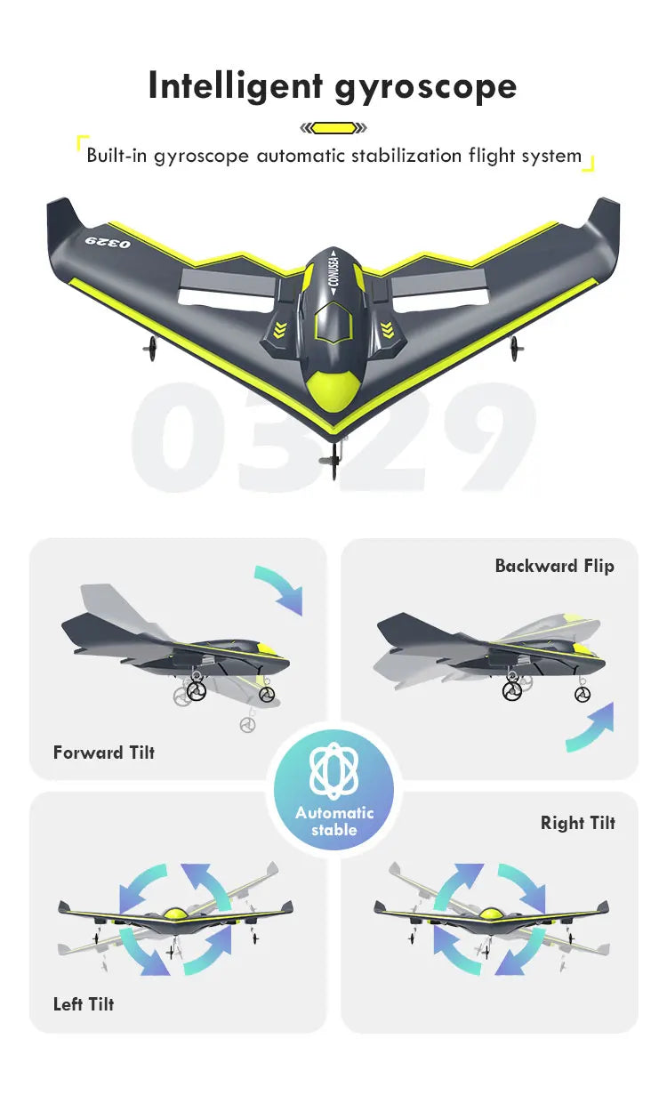 TY8 RC Airplane - Electric Fixed Wing Fight Remote Control Fall Resistant Glider Aircraft Toy for Kids Children Plane Gift 24 TY8 RC Airplane, Built-in gyroscope Automatic stabilization flight system 3 0) Back