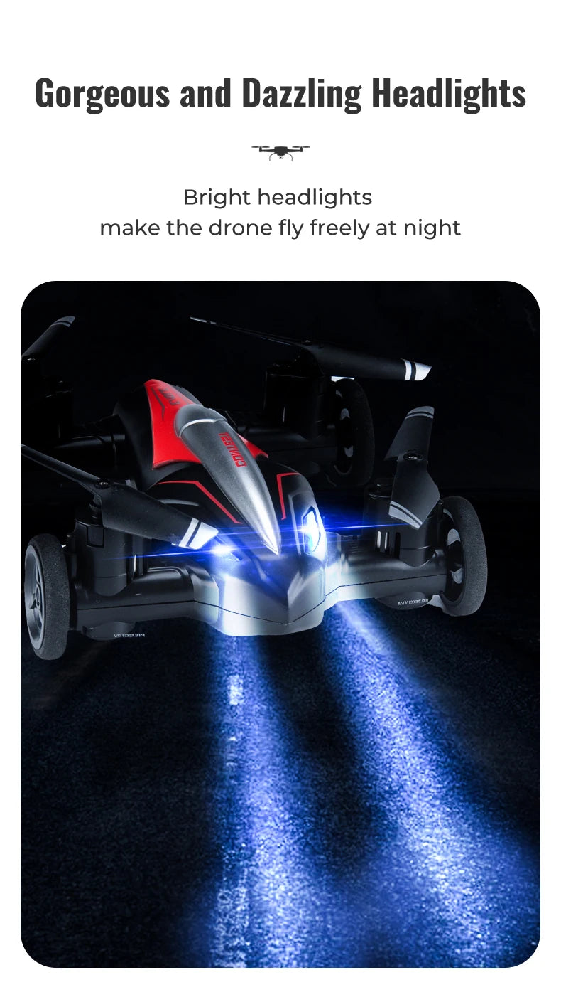 stunning and dazzling headlights make the drone fly freely at night