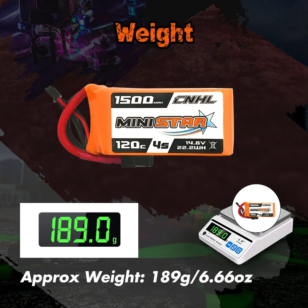 2PCS CNHL 14.8V Lipo 4S Battery for FPV Drone, Weight 1500 MAH EMHL CONDSUL 1202 45 222E8 Is