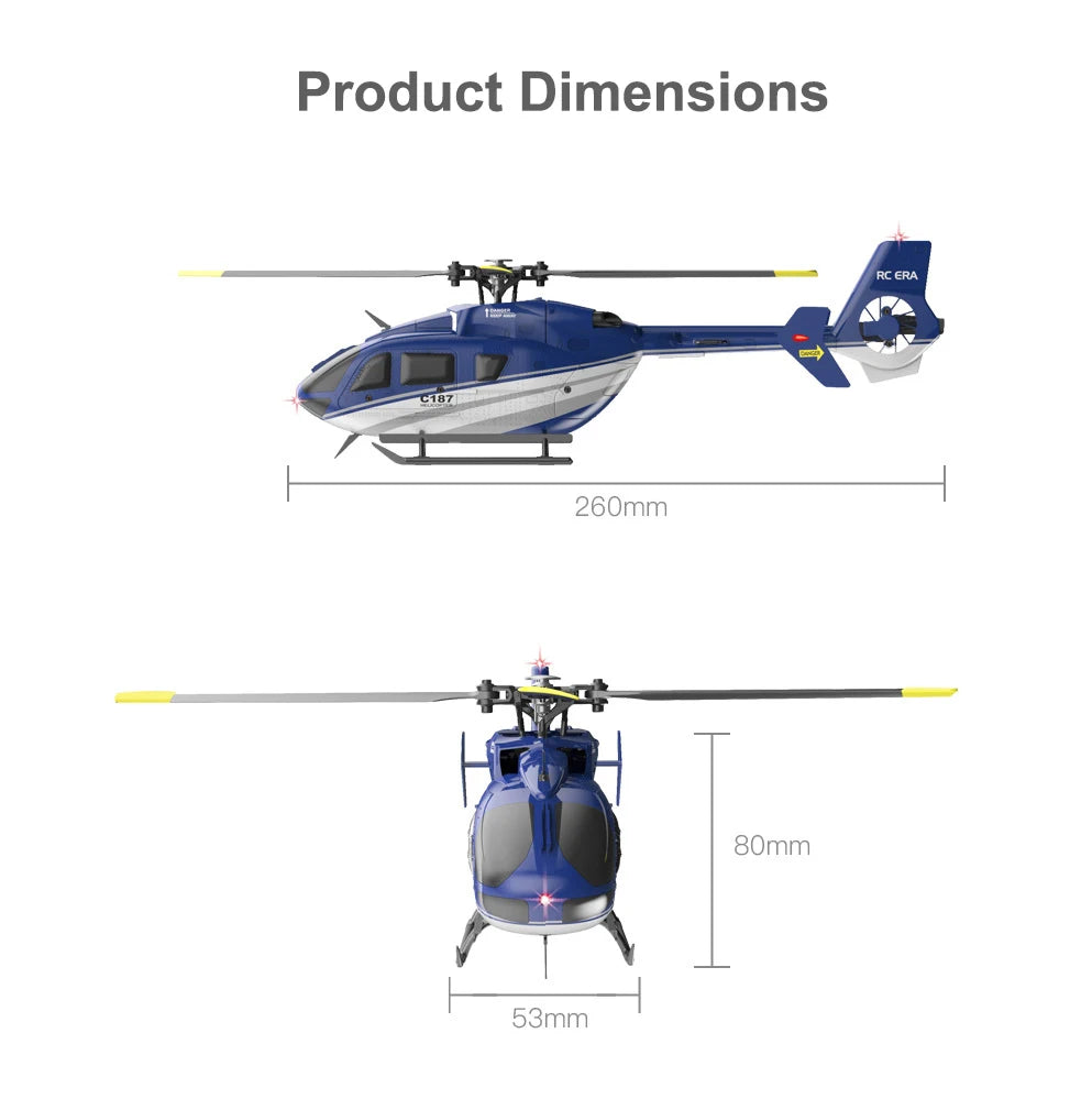 RC ERA C187 Rc Helicopter, Product Dimensions RC ERA 260mm 8Omm 53