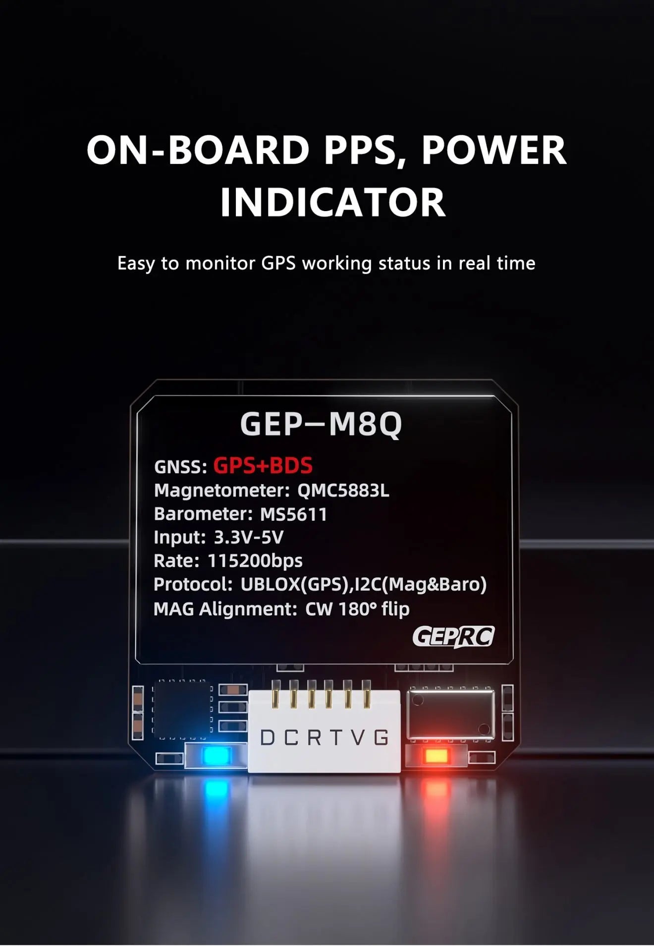 GEPRC GEP-M8Q GPS, GEP-M8Q GNSS: GPS+BDS Magnetometer: QMC