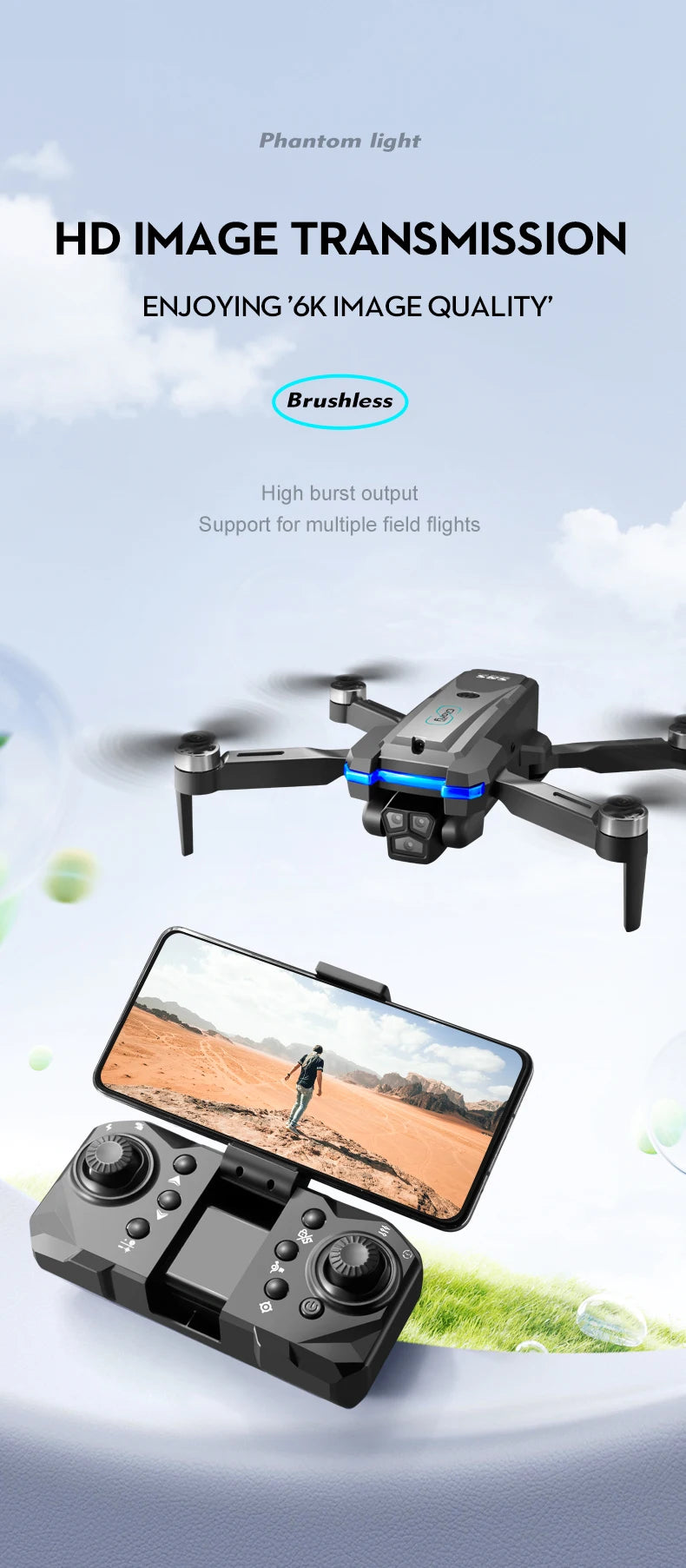 S8S Drone, Phantom light HD IMAGE TRANSMISSION ENJOYING '6K 