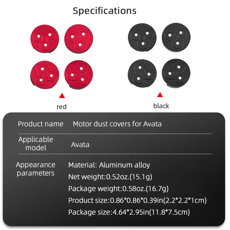 Gimbal Camera Bar for DJI Avata Drone, Specifications red black Product name Motor dust covers for Avata Applicable Ava