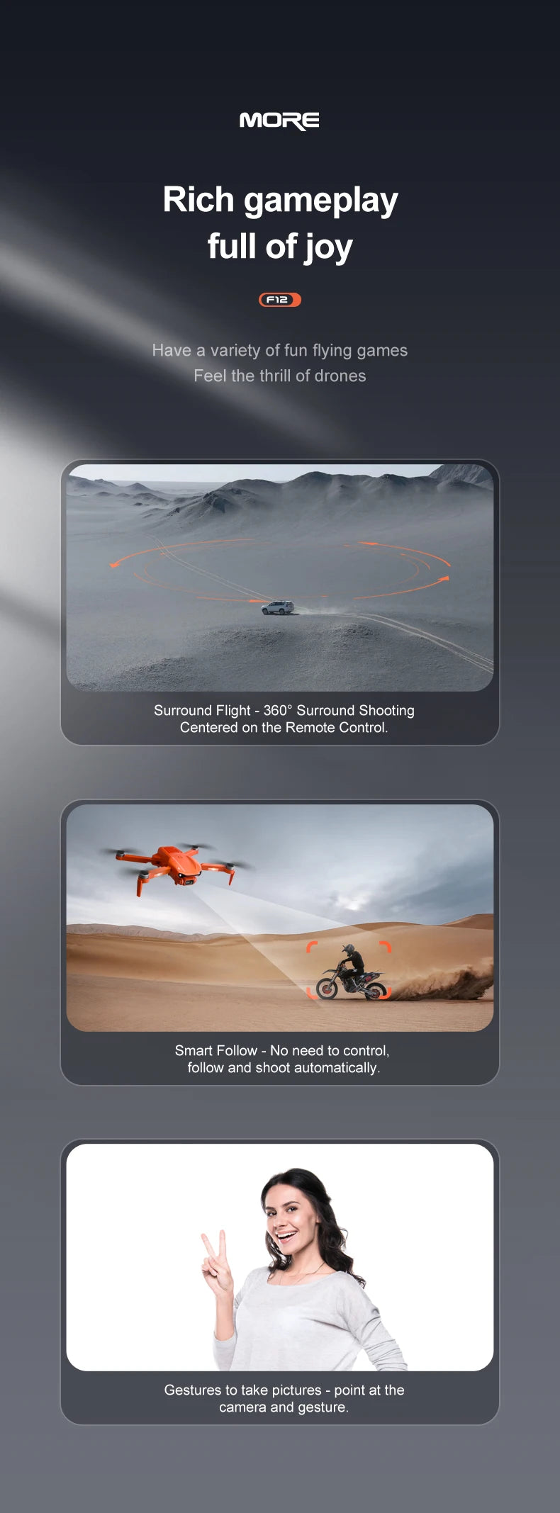 F12 GPS Drone - 4K HD professional 6K HD Dual Camera Wi-Fi FPV RC helicopter Brushless Foldable Quadcopter RC Distance 2KM Professional Camera Drone 34 F12 GPS Drone, more Rich gameplay full of joy F1z Have variety of fun flying games .