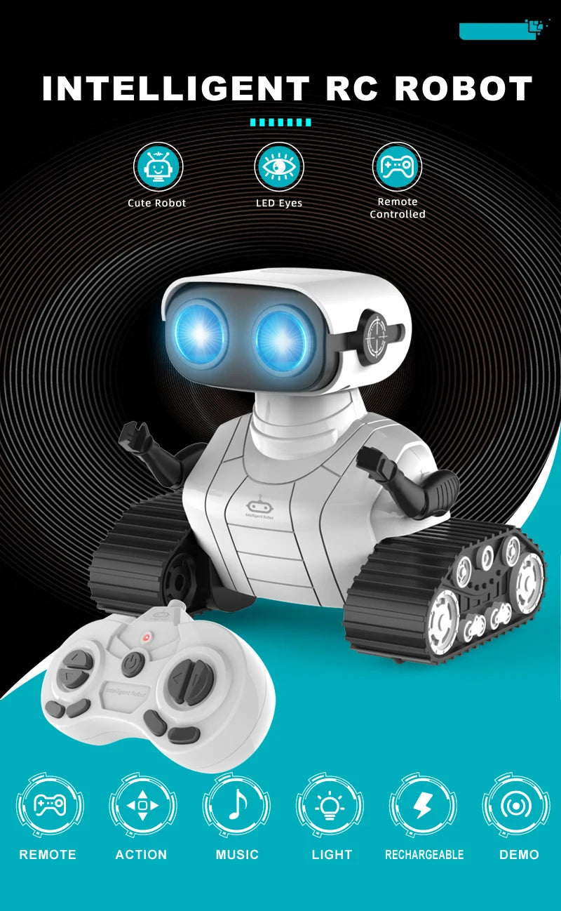 Smart Robot Rechargeable RC Ebo Robot - Toy, INTELLIGENT Rc ROBot Col Cute Robot LED Eyes Remote Controlled