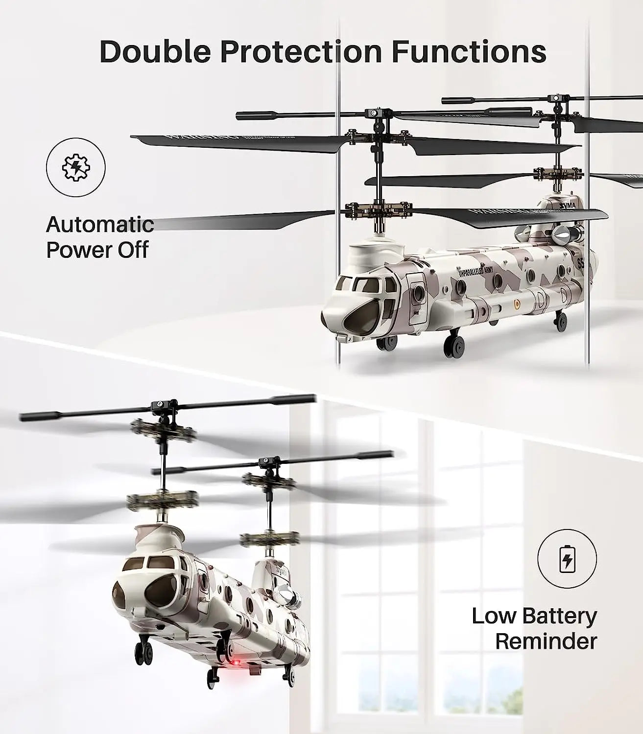 SYMA S52H Remote Control Helicopter, Double Protection Functions Automatic Power Off Low Battery Re