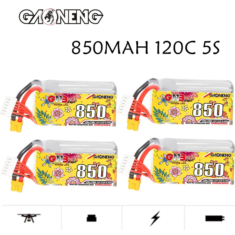 GNB 5S 19.0V 850mAh 120C/240C Lipo Drone Battery With XT30