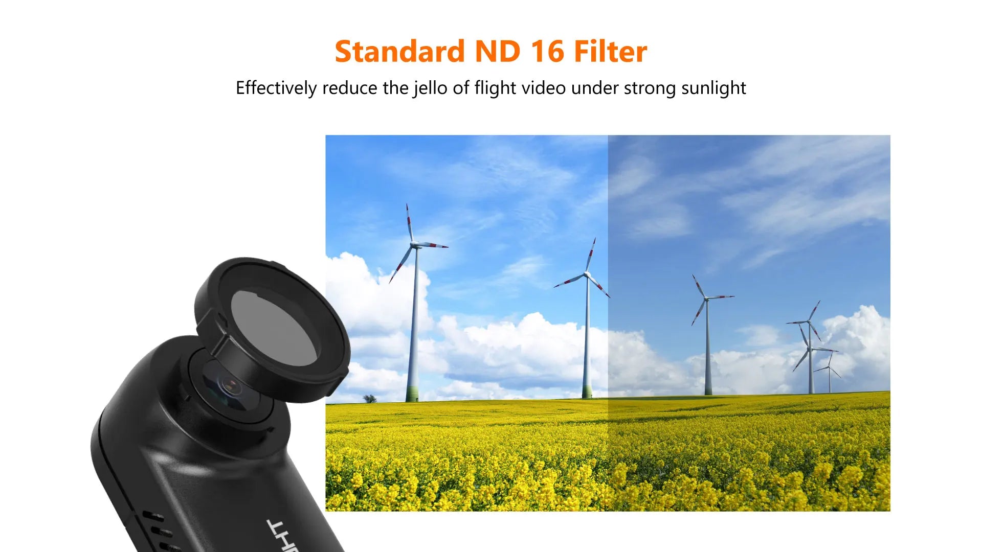 RunCam Thumb Camera, Standard ND 16 Filter Effectively reduce the jello of flight video under strong sunlight