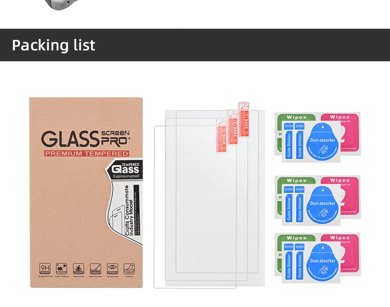 3PCS Tempered Glass Screen Protector for DJI MINI 3 Pro Remote Control Protection Protective Film for DJI MINI 3 RC Accessories 15 Packing list Wipos Wipo# GLASSTRS' 1 . Dust-