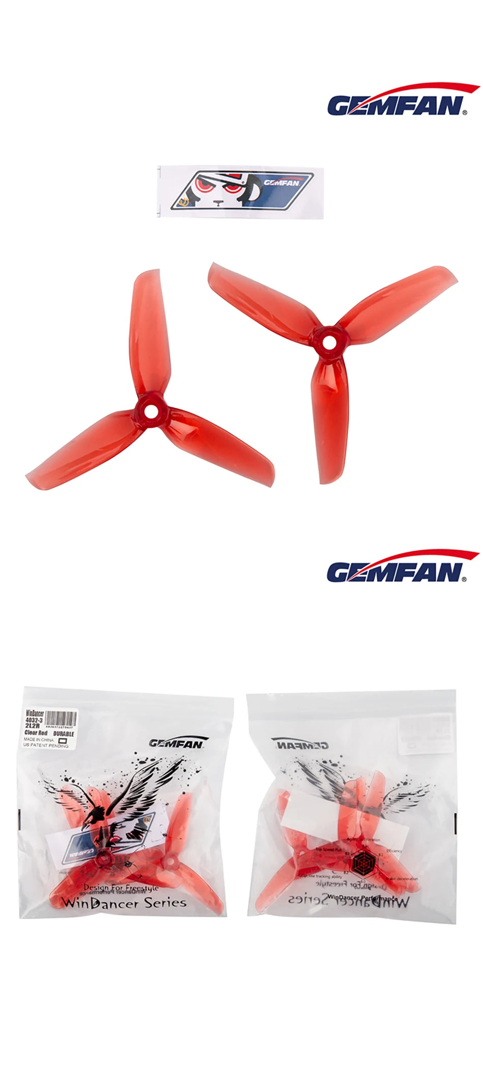 8/12Pairs Gemfan WinDancer 4032-Blade Propeller, GEMFAN MAAMID Design Fo5 "0iy?'Q8