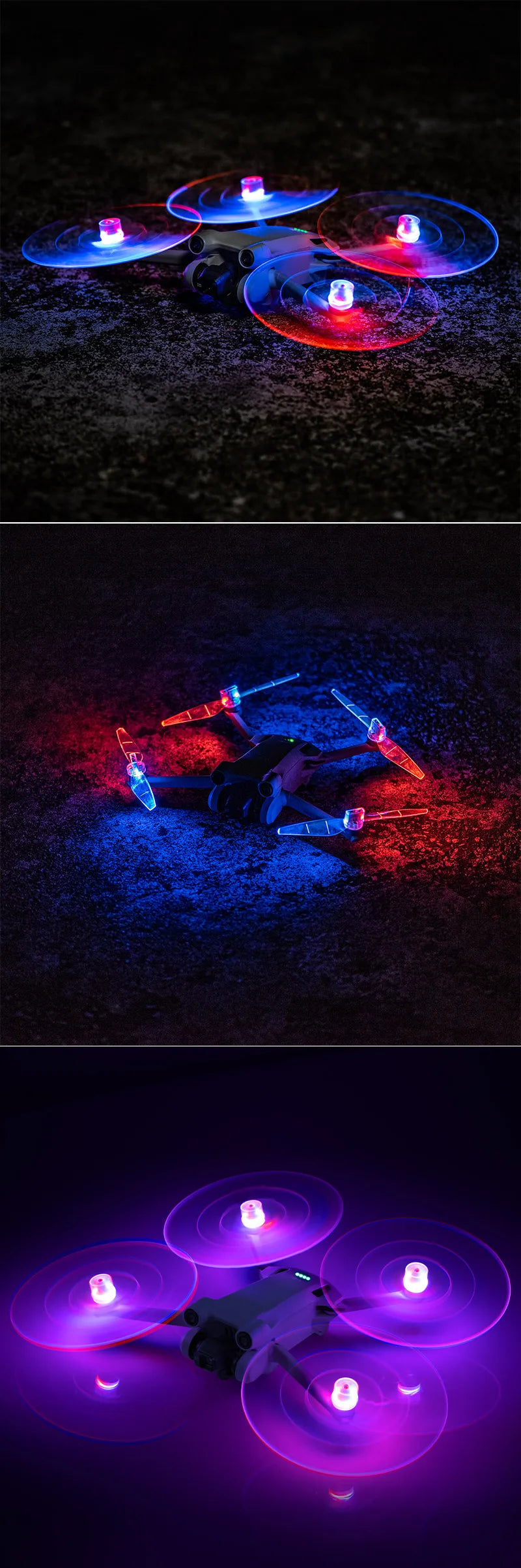 LED Light Flash Propeller - 4pcs Mini 3 Pro Rechargeable Low-Noise Quick-Release Propeller for DJI Mini 4 Pro Drone Quadcopter Accessories 18 LED Light Flash Propeller, dji mini 3 pro drone comes with 4pcs LED light flash propeller