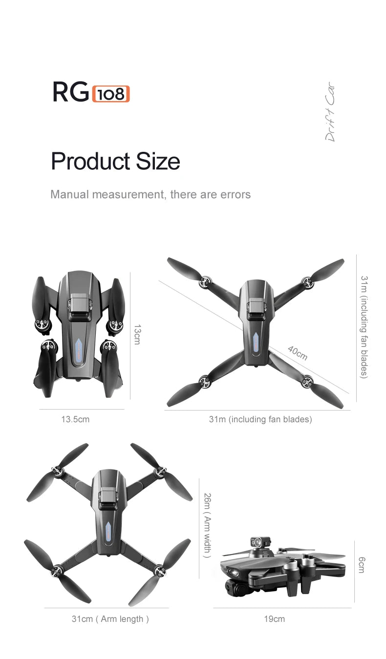 RG108 /RG108 Pro GPS Drone SPECIFICATIONS Video Cap