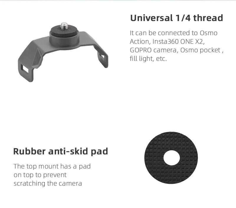 universal 1/4 thread It can be connected to Osmo Action, Insta360 ONE