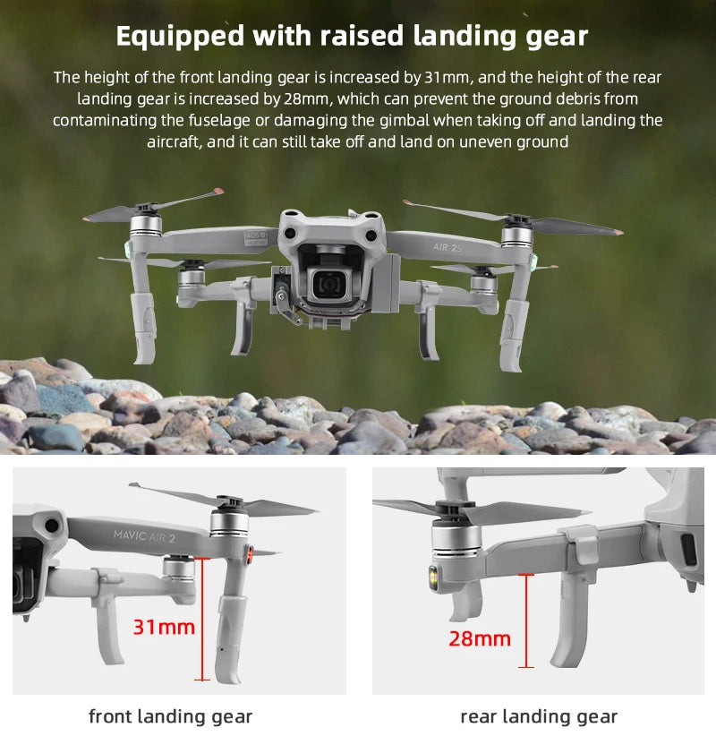 raised landing gear height of the front landing gear is increased by 31mm, and the height of