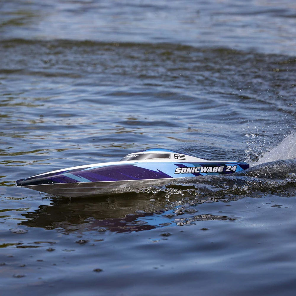 Sonicwake 24 RC Boat RTR Brushless Deep‑V, Self‑Righting, 3S 3200mAh 30C Battery & Charger, Spektrum SLT2, PRB‑1992T1/T2