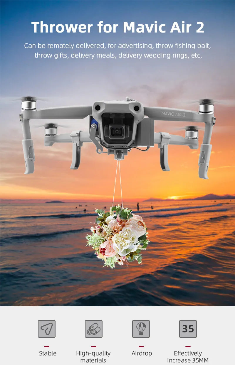 Airdrop System for DJI Mavic 3/2 Pro Zoom AIR 2 Mini 2/Mini 3 Drone Fishing Bait Wedding Ring Gift Deliver Life Rescue Thrower 17 Mavic AIR 2 35 Stable High-quality Airdrop Effectively materials increase 35MM