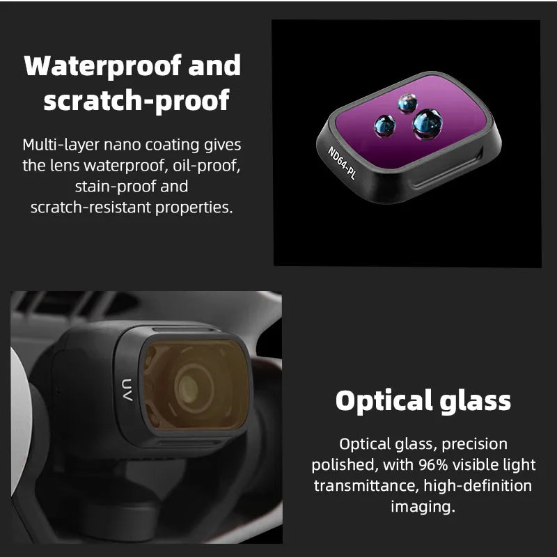 Camera Lens Filter for DJI Mini 3 Pro - UV CPL ND8PL ND16PL ND32PL ND64PL Filters Kit For Mavic Mini 3 Pro Drone Accessories 19 Camera Lens Filter for DJI Mini 3 Pro, multi-layer nano coating gives the lens waterproof, oil-proof, stain-proof and