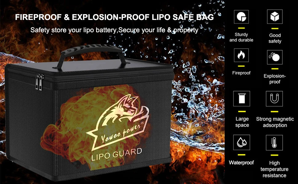Yowoo Lipo Bag, LIPO SAFE BAG Fireproof Explosion-proof Large Strong magnetic space ad