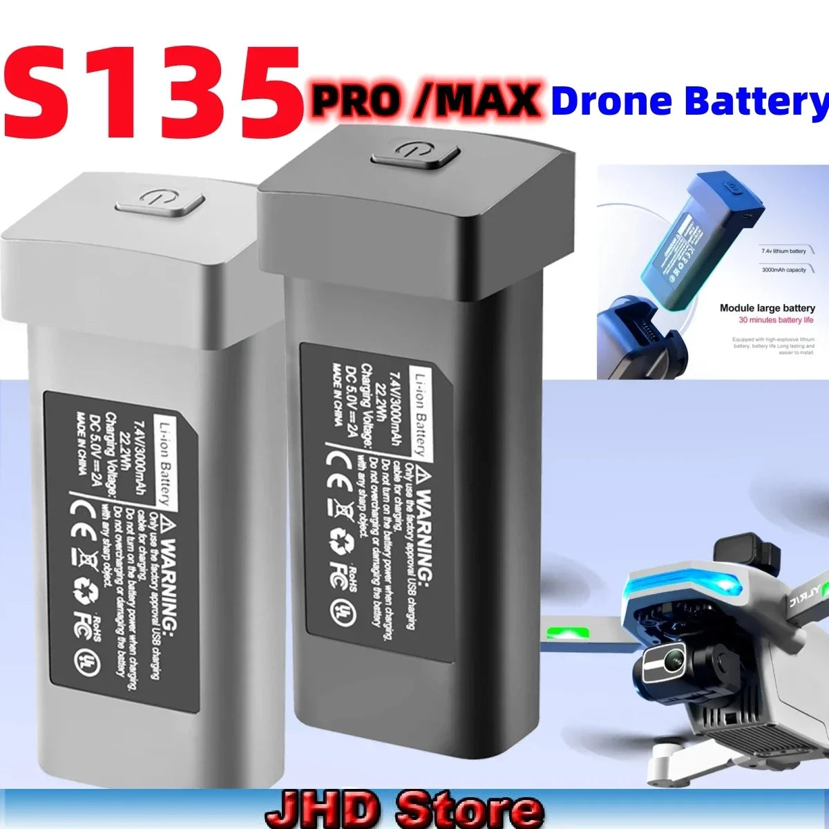 JHD S135 PRO / Max Drone Battery 7.4V 3000mAh