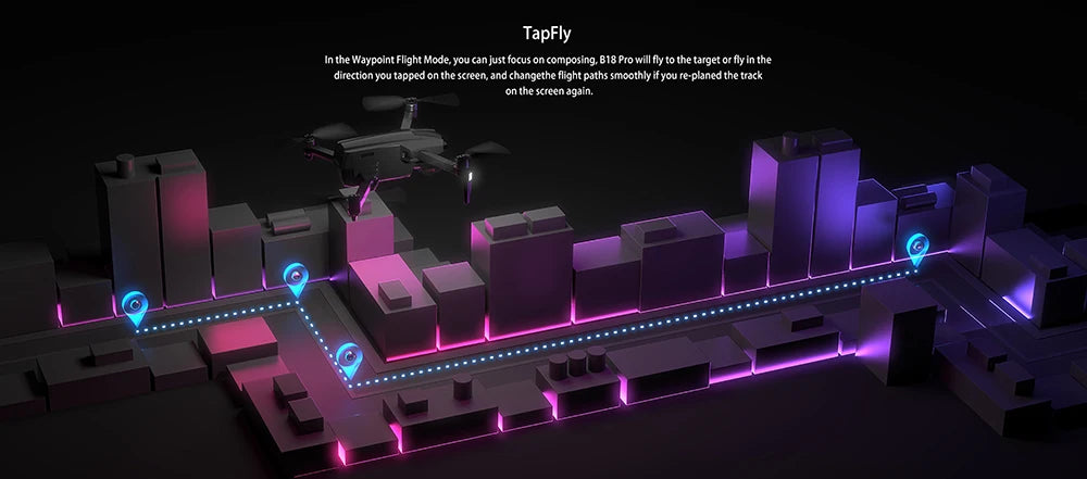 MJX Bugs 18 Pro GPS Drone, TapFly Inthe Waypolnt Flight Modeyoucan Just focus composng