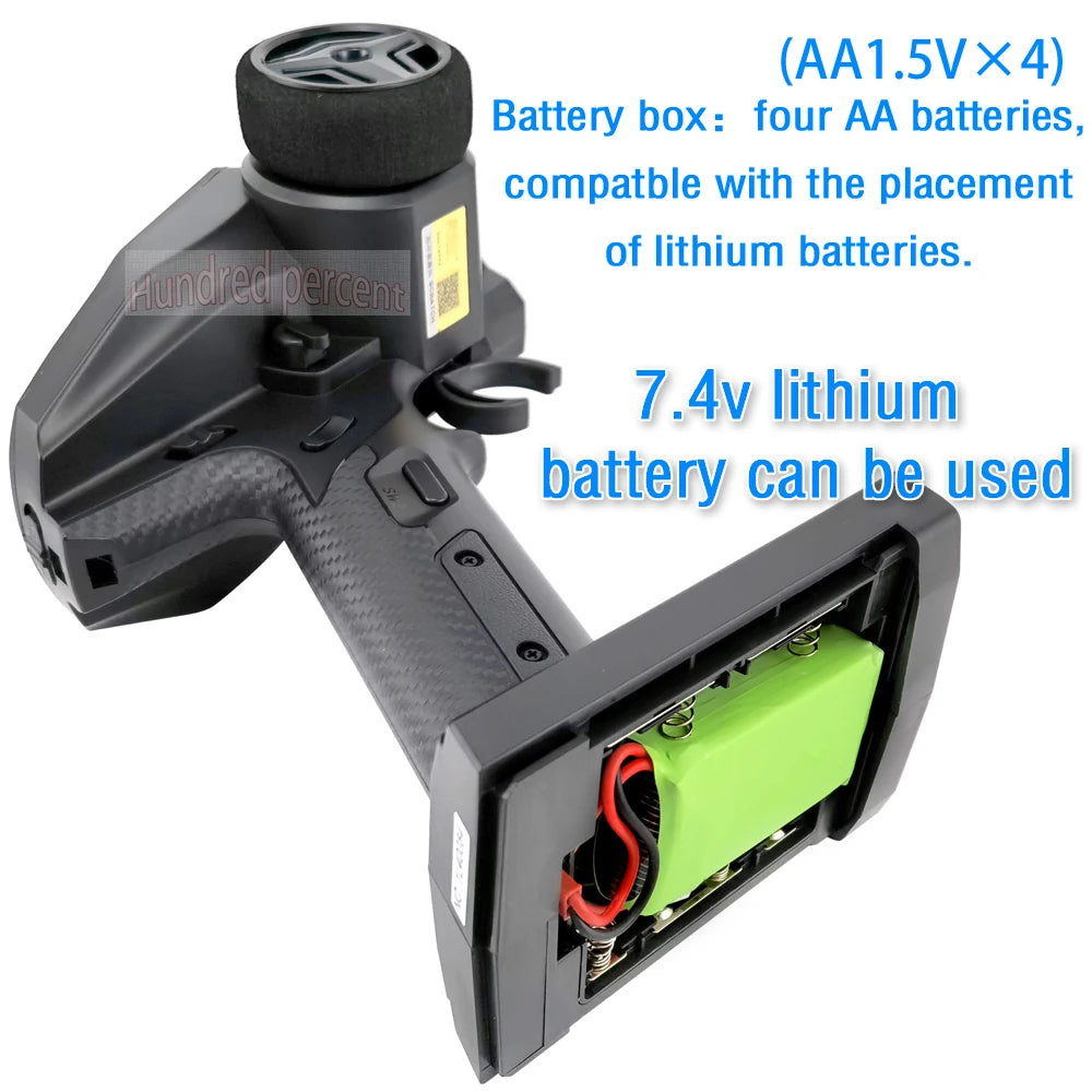 FLYSKY FS-G7P R7P, four AA batteries are compatble with the placement of Iithium batteries .