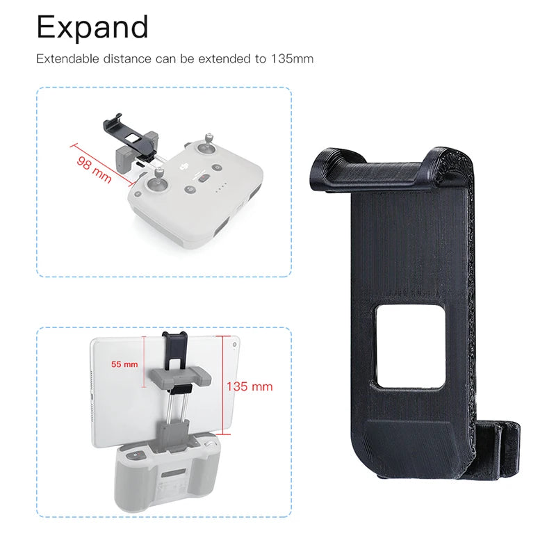For DJI MINI 2 Remote Control Extend Smartphone Tablet Bracket Clip Holder for Mavic AIR 2/Air 2S/Mavic 3 Drone Accessories 23 Expand Extendable distance can be extended to 135mm 98 55 Mm 1