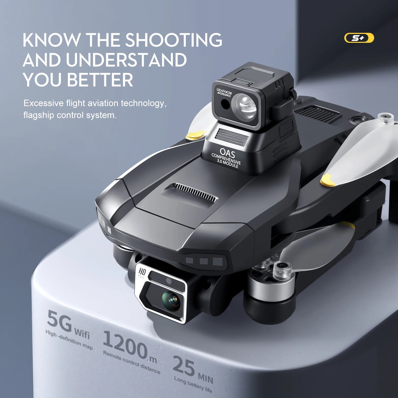 S+ GPS Drone - 6K HD Dual HD Camera Laser Obstacle Avoidance Aerial Photography Brushless Motor Foldable Drone Quadcopter RC Distance 1200M Professional Camera Drone 16 S+ GPS Drone, Noidanct OAS COMPREHENSIVE MODULE 5G Wifi