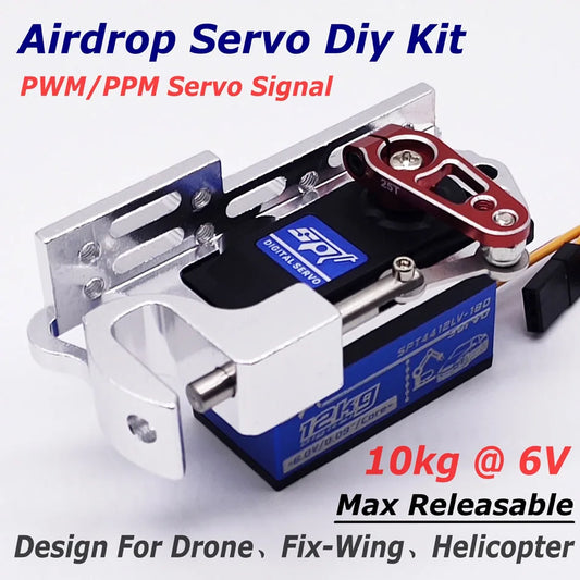 SKYTEAM 12kg Airdrop, SKYTEAM's Airdrop Servo Kit: PWM/PPM signal, 10kg max releaseable design for drone and fix-wing helicopter use.