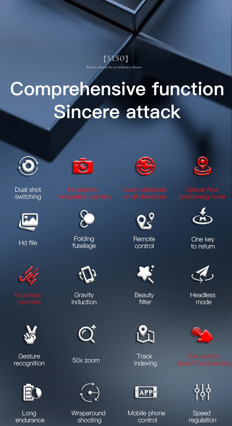 S150 Drone, sincere attack Dual shot HHd eleriric Avaid obstacles Opti