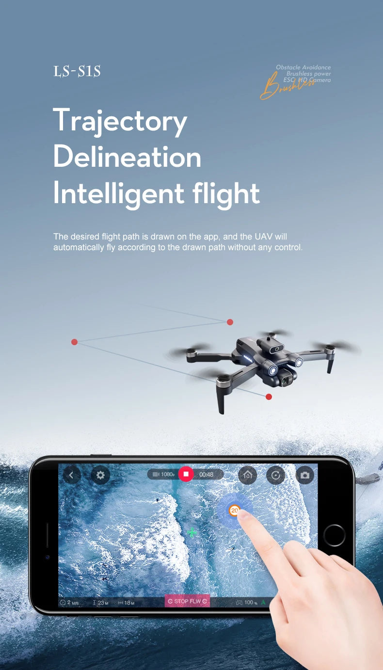 S1S Mini Drone - Brushless Motor 4K 8K Dual HD Camera Obstacle Avoidance Optical Flow Positioning RC Dron Foldable Quadcopter Toys Gifts 30 S1S Mini Drone, obstacle avoidance ls-s1s brushless power