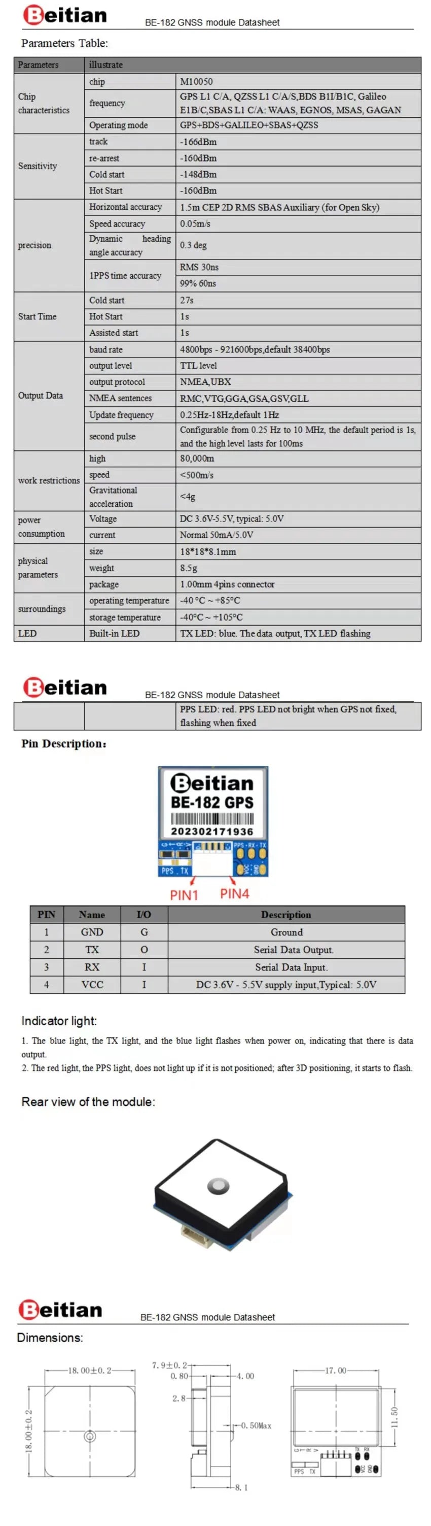 Beitian UBX-M10050 Wearable Flight Controller - FPV RC Drone UAV PX4 PIX32 GNSS GPS antenna Receiver Module BE-122 BE-182 BE252i 15 Beitian UBX-M10050 Wearable Flight Controller, eitian BE-182 GNSS module Datasheet Dimensions: 7.910.2