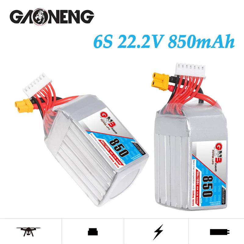 2units GaoNeng GNB 6S 22.2V 850mAh 80C/160C Lipo Battery For RC FPV Racing Drone